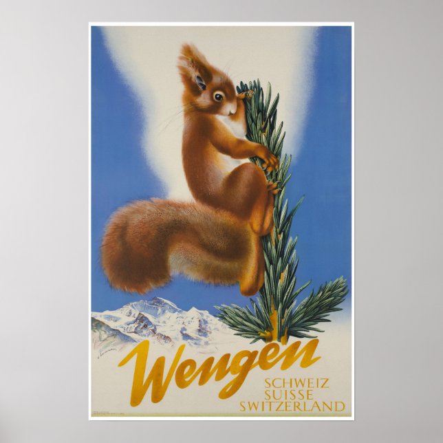 Wengen, Switzerland, Ski Poster (Front)