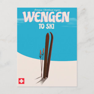 Wengen, Switzerland, Ski Poster Postcard