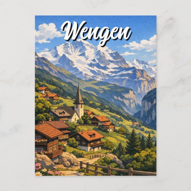 Wengen Switzerland Travel Postcard (Front)