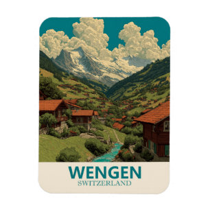 Wengen Switzerland Vintage Travel Magnet