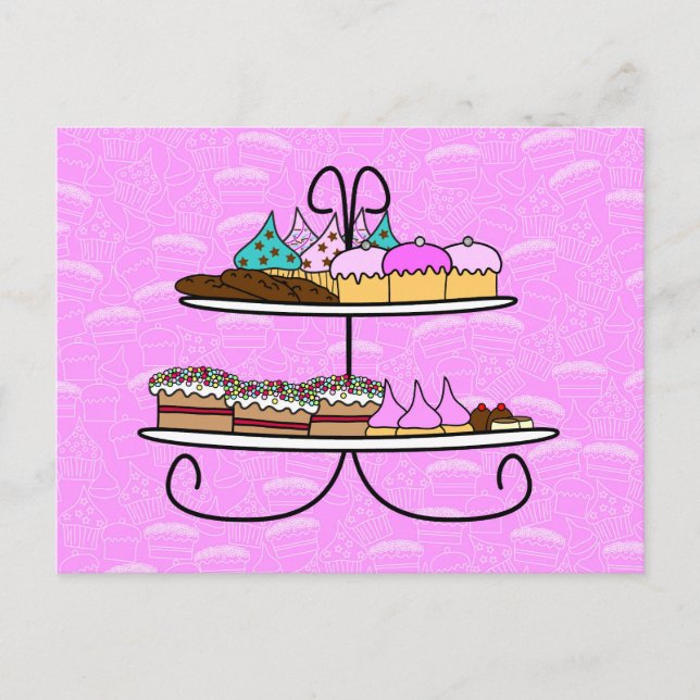 wenskaart - Party Girls - High Tea - cupcakes Postcard (Front)