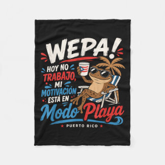 Wepa Puerto Rico Modo Playa Trabajo Coqui Funny Fleece Blanket