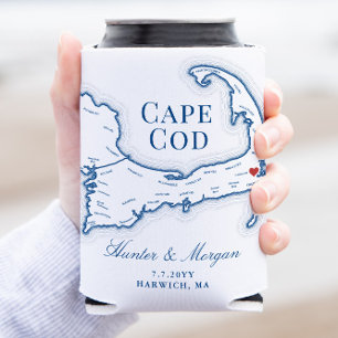 Wequassett Resort Cape Cod Map Wedding Favour Can Cooler