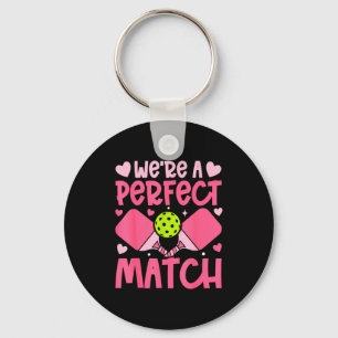 We're A Match Ckleball Couple Paddle Hearts Valent Key Ring