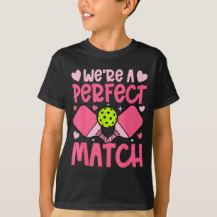 Were A Match Pickleball Couple Paddle Hearts Valen T-Shirt