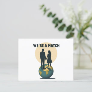 We're a Match: Romantic Globe-Trotting Couple  Postcard