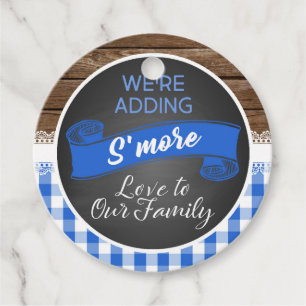 We're Adding S'more Love to Our Family - Blue Favour Tags