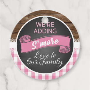 We're Adding S'more Love to Our Family - Pink Favour Tags