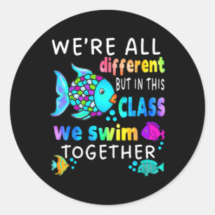 We're All Different But We Swim Together Elementar Classic Round Sticker