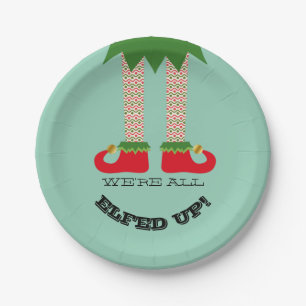 We're All Elfed Up! Funny Christmas Holiday Party Paper Plate