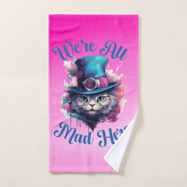 We're All Mad Here - Alice in Wonderland Inspired Bath Towel Set (Hand Towel)