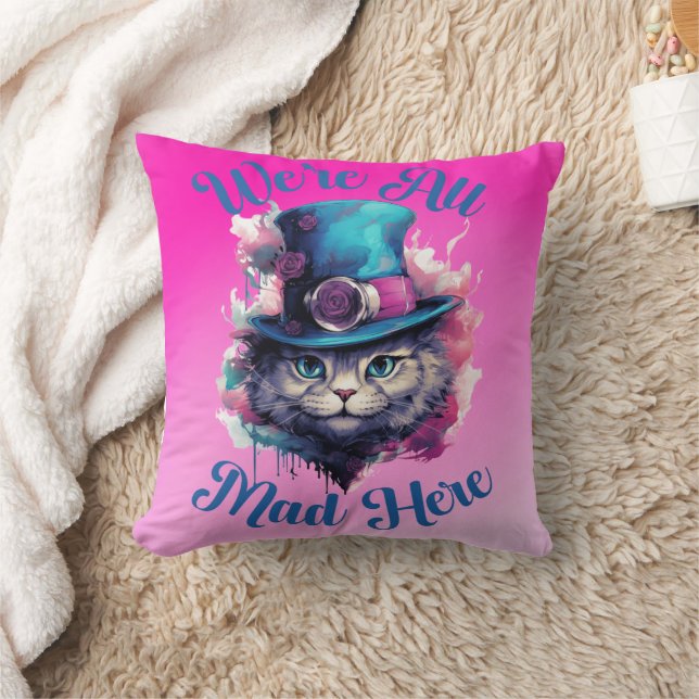 We're All Mad Here - Alice in Wonderland Inspired Cushion (Blanket)