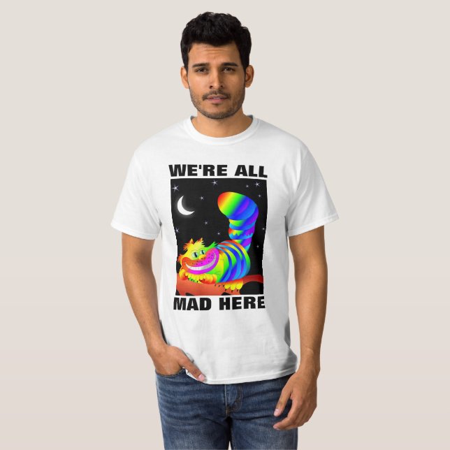 WE'RE ALL MAD HERE Cat Smiling T-shirts (Front Full)
