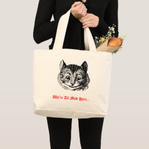 We're All Mad Here - Cheshire Cat Wonderland Large Tote Bag