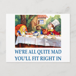 WE'RE ALL QUITE MAD POSTCARD