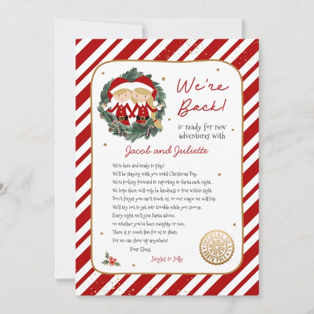 We're Back Elf Letter Invitation (Front)