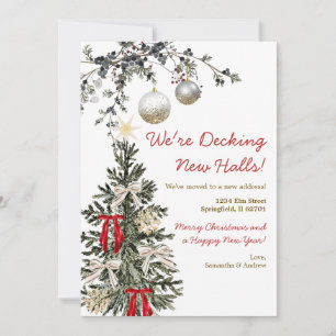 We're Decking New Halls Christmas Tree New Home Invitation