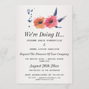 We're Doing It - Floral Lesbian Wedding Invitation