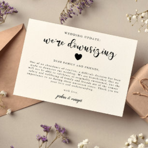 We're Downsizing Wedding Update Minimalist Announcement