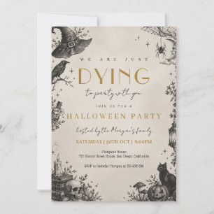 We're Dying to Party Gothic Halloween Bash Invitation