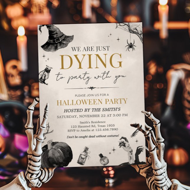We're Dying to Party Gothic Halloween Party Invitation (We're Dying to Party Halloween Party Invitation)