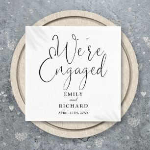 We're Engaged Black And White Engagement Party  Napkin