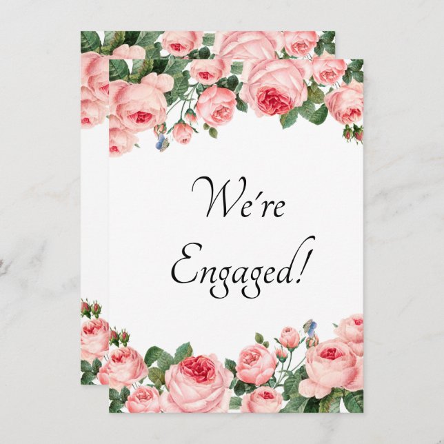 We're Engaged Blushing Pink Rose (Front/Back)