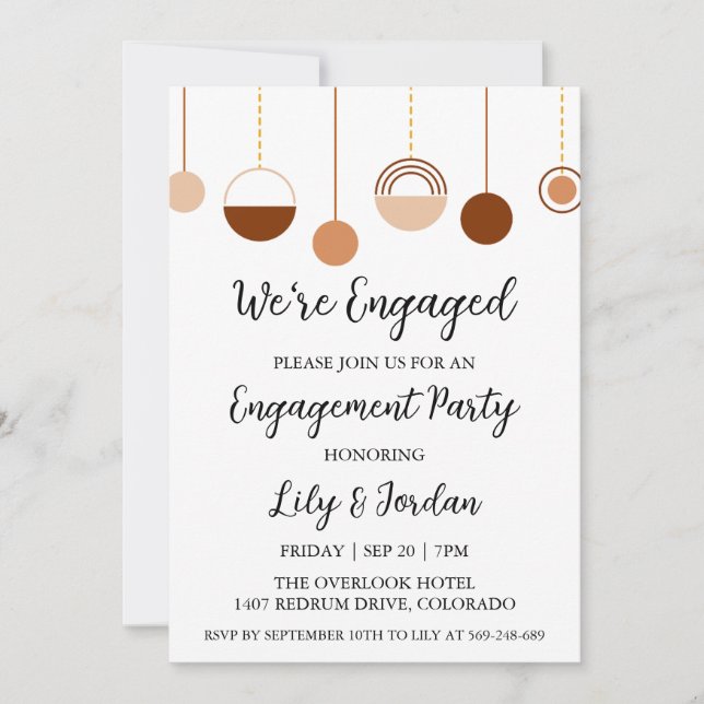 we're engaged boho engagement party invitations (Front)