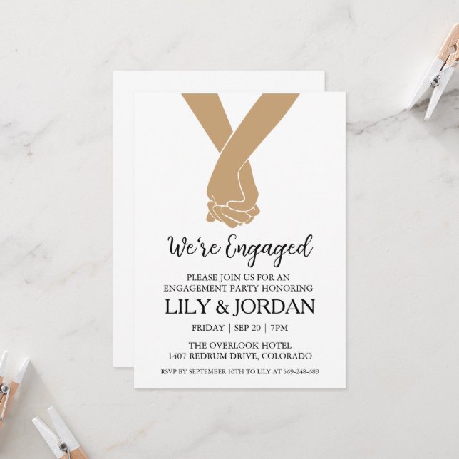 we're engaged boho engagement party invitations (Front/Back In Situ)