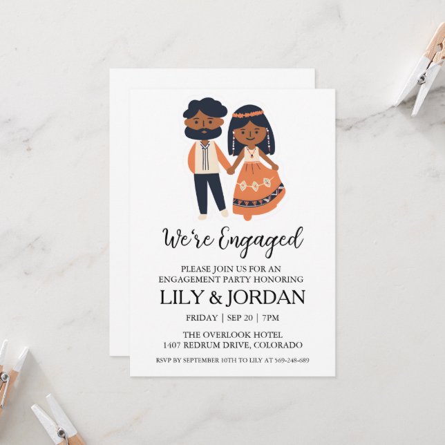 we're engaged boho engagement party invitations (Front/Back In Situ)