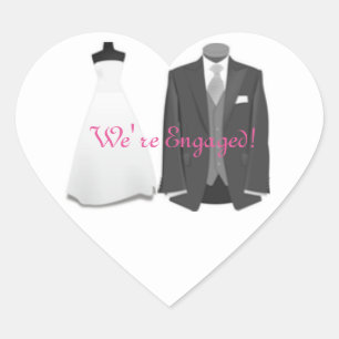 We're Engaged Bride & Groom Engagement  Heart Sticker