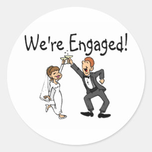 We're Engaged Classic Round Sticker