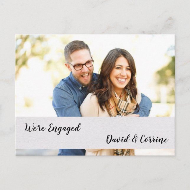 We're Engaged Couples Engagement Announcement Postcard (Front)