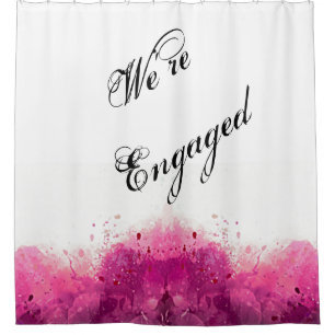 We're Engaged - Couples Engagement Watercolor Shower Curtain