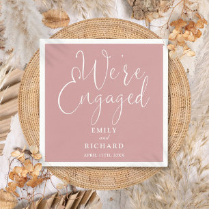 We're Engaged Dusty Rose Pink Engagement Party Napkin