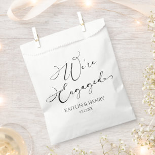 We're Engaged Elegant Minimalist Engagement Party Favour Bags