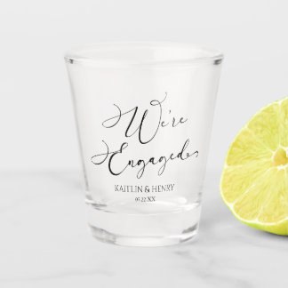 We're Engaged Elegant Minimalist Engagement Party Shot Glass