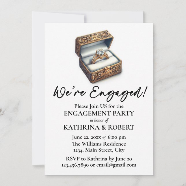 We're Engaged! Elegant Ring Engagement Party Invitation (Front)