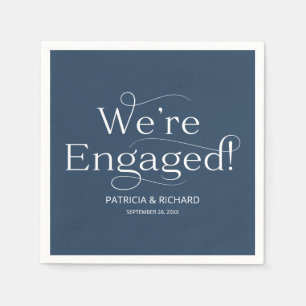 We're Engaged Engagement Party Blue Napkin