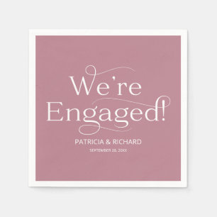 We're Engaged Engagement Party Dusty Pink Napkin