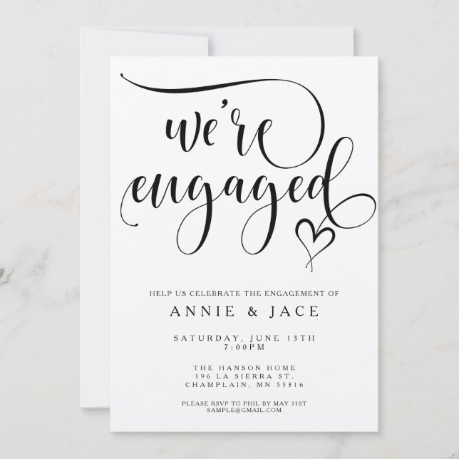 We're Engaged Engagement Party Invitation (Front)