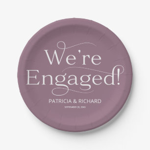 We're Engaged Engagement Party Purple Paper Plate