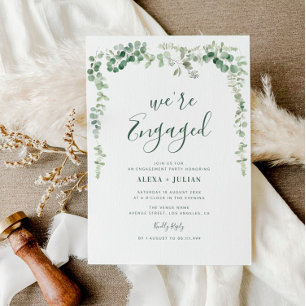 WE'RE ENGAGED eucalyptus greenery engagement Invitation