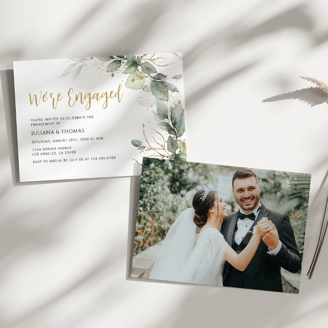 We're Engaged Eucalyptus Greenery Engagement Party Invitation (Creator Uploaded)
