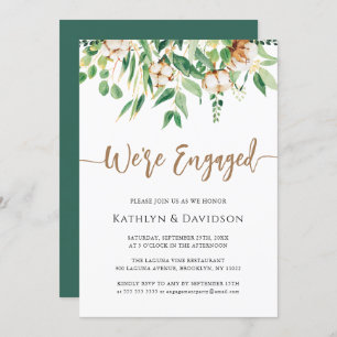 We're Engaged Eucalyptus Modern Engagement Party Invitation
