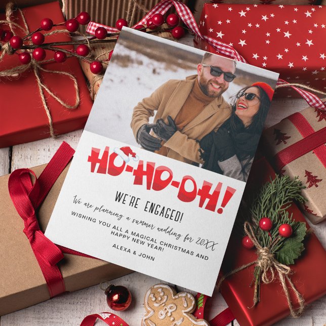 We're Engaged Funny Couple Photo Christmas  Holiday Postcard (Creator Uploaded)