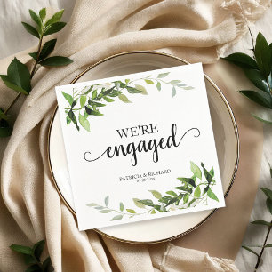 We're Engaged Greenery Engagement  Napkin