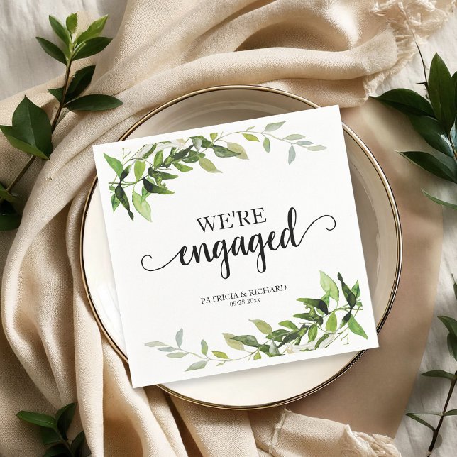 We're Engaged Greenery Engagement  Napkin (Creator Uploaded)