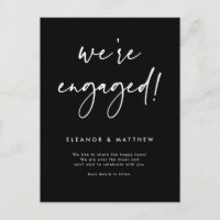 We're Engaged Hand Lettering Black Engagement