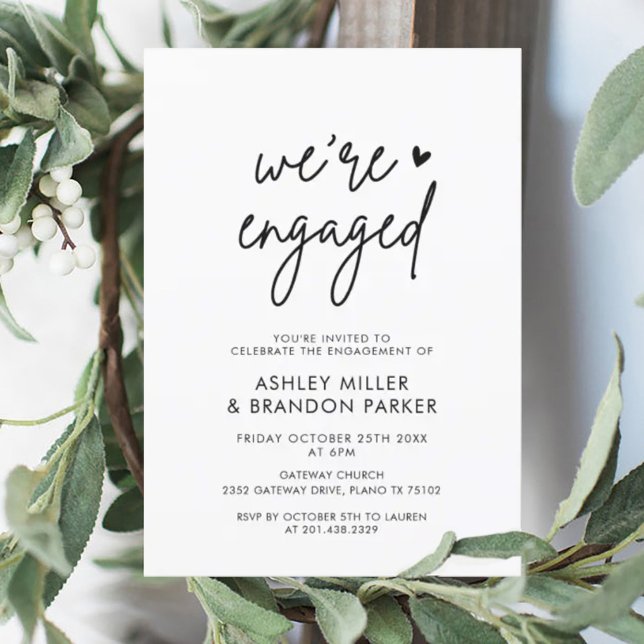  We're Engaged Minimalist Engagement Party Invitation (Creator Uploaded)